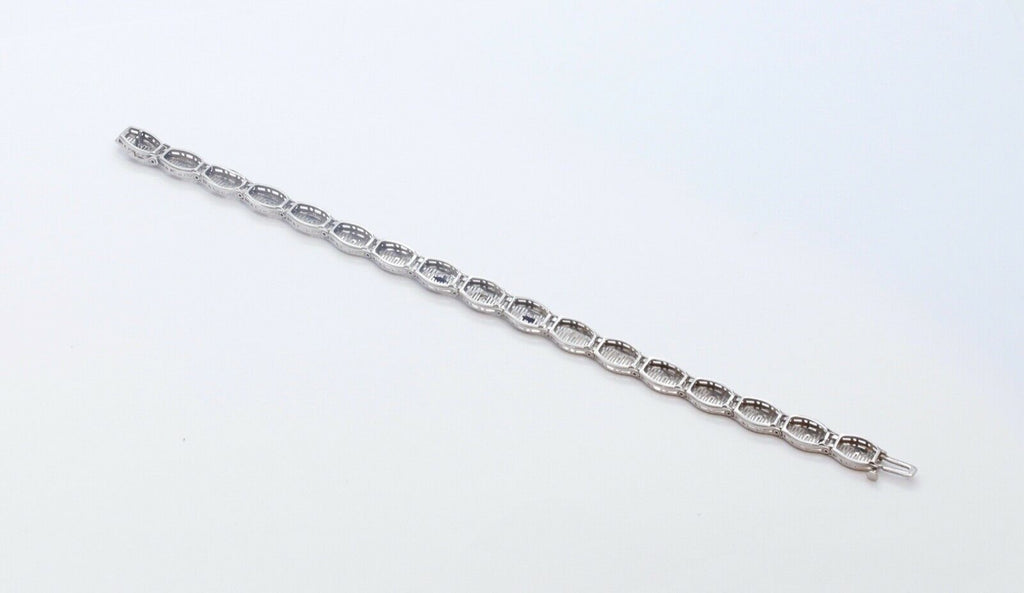 Art Deco Ladies 14K White Gold Diamond Sapphires Bracelet