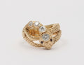 Vintage Snake Diamond Rubies 14K Yellow Gold Ring