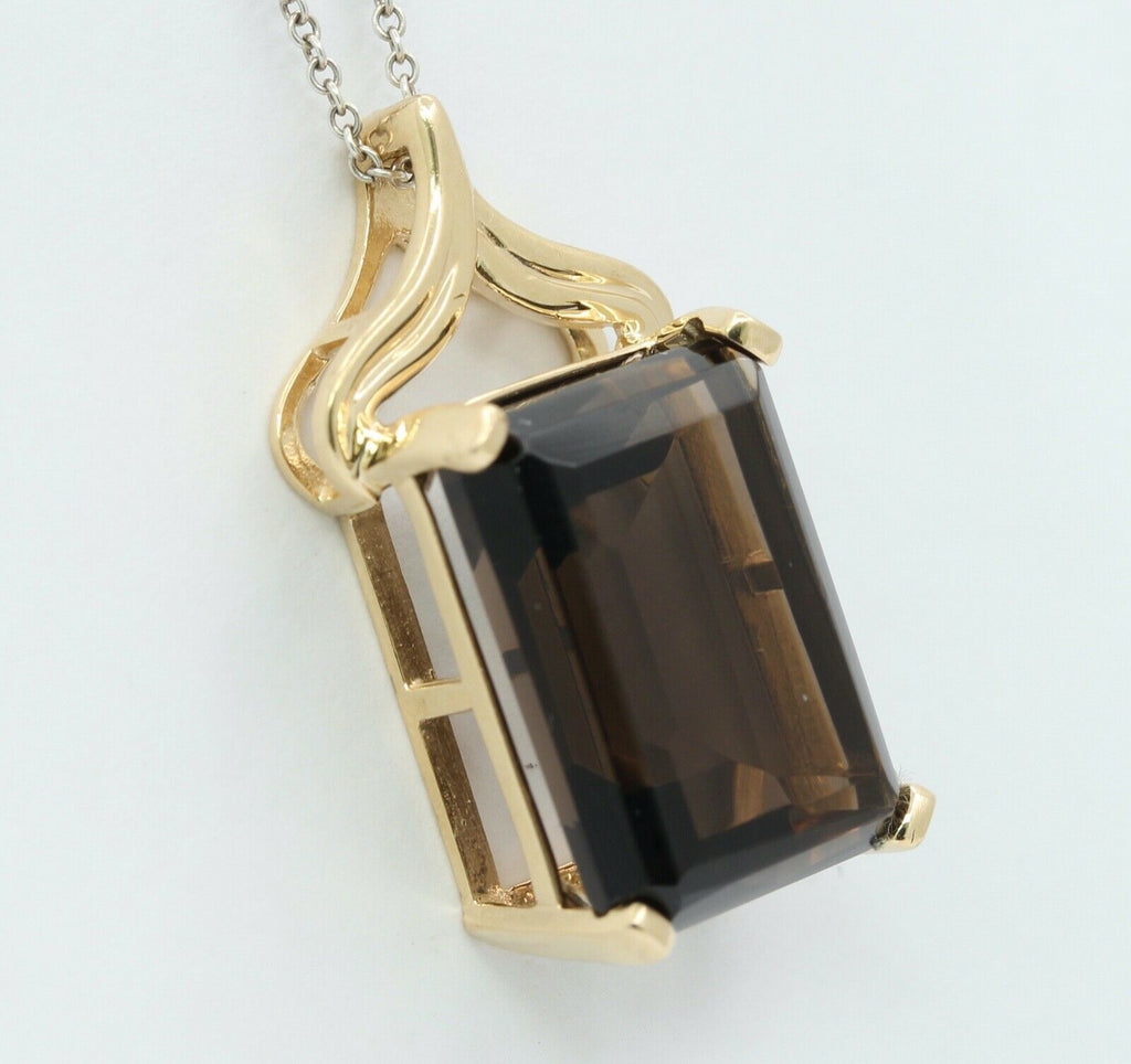 Vintage Smoky Quartz 14K Yellow Gold Pendant