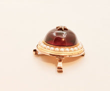 Load image into Gallery viewer, Victorian Huge Garnet Diamonds Pearls 18K Yellow Rose Gold Pendant Brooch Pin
