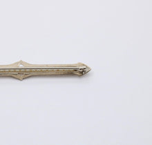 Load image into Gallery viewer, Antique 10K White Gold Art Deco Pearl Bar Brooch, Pin
