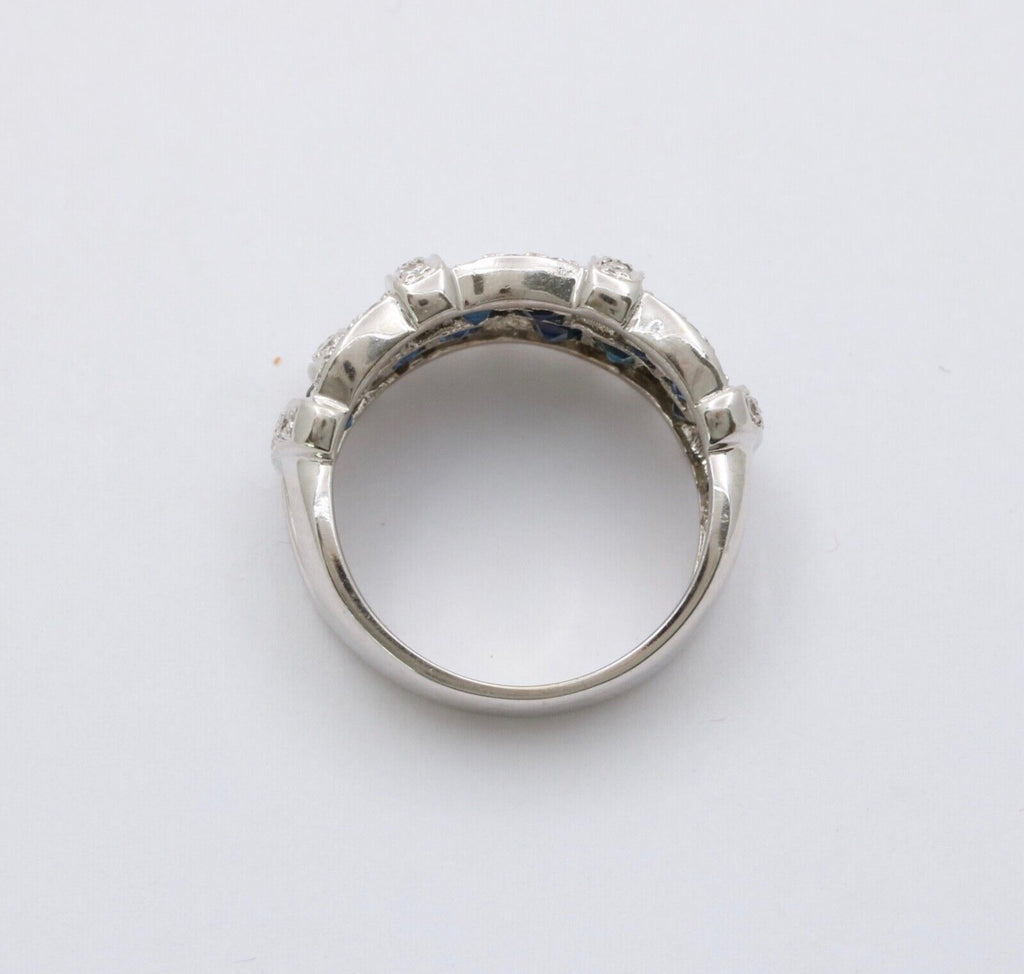 Vintage 18K White Gold Sapphire & Diamond Ring
