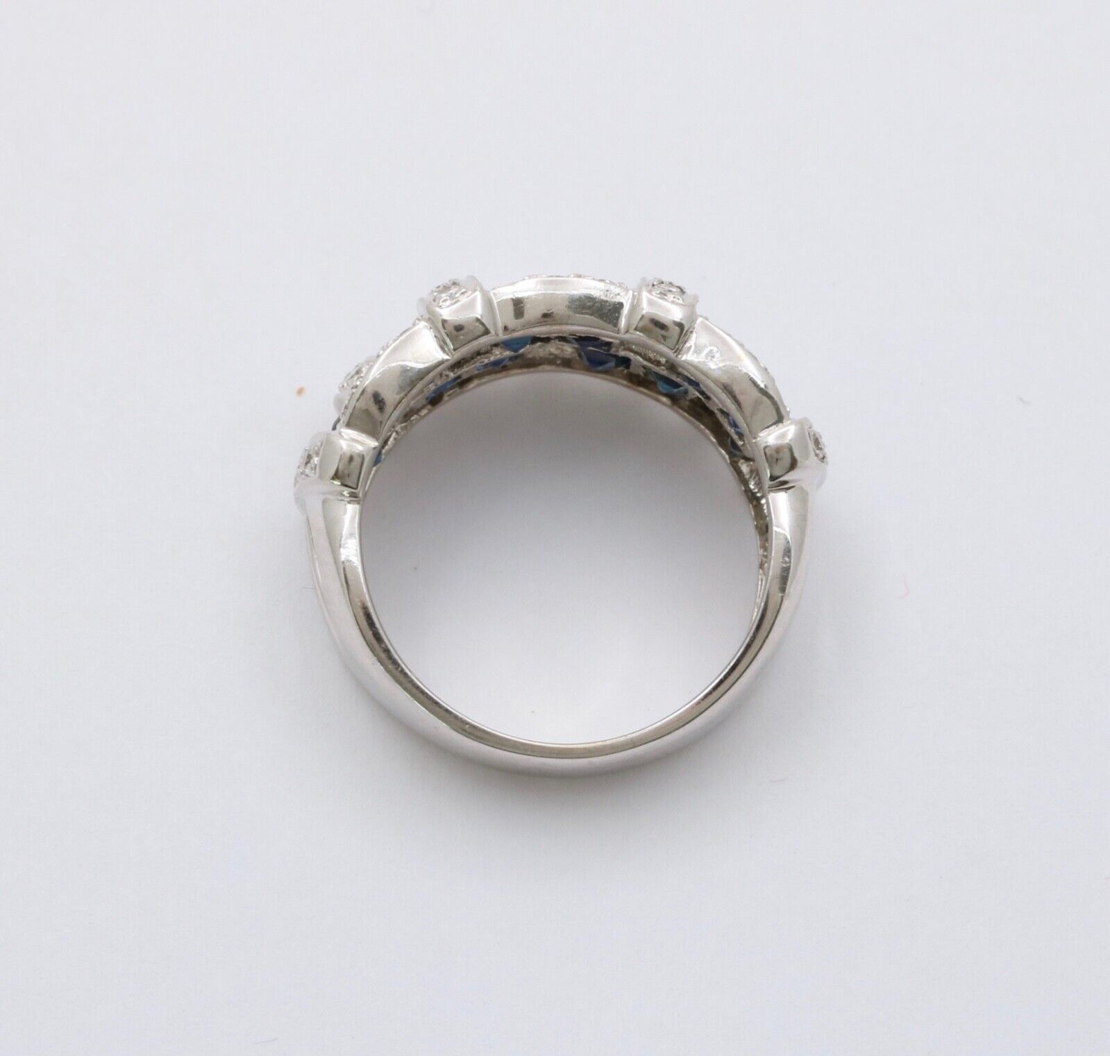 Vintage 18K White Gold Sapphire & Diamond Ring