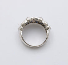 Load image into Gallery viewer, Vintage 18K White Gold Sapphire &amp; Diamond Ring
