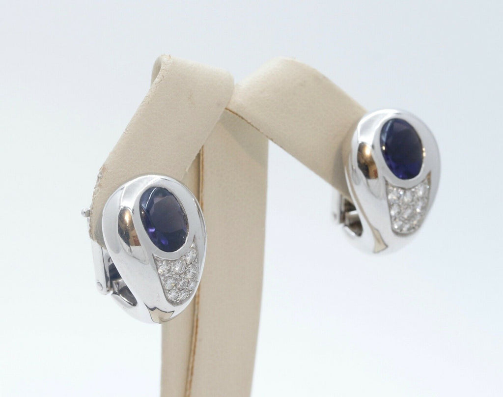 Mauboussin Vintage 18K White Gold Amethyst Diamonds Earrings