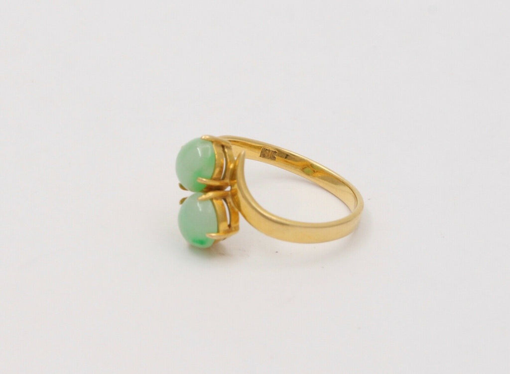 Vintage Jade 18K Yellow Gold Bypass Ring