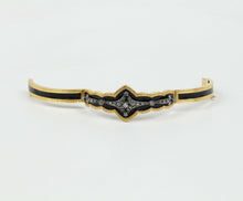 Load image into Gallery viewer, Victorian Mourning Antique Bracelet 18K Yellow Gold Black Enamel &amp; Diamond
