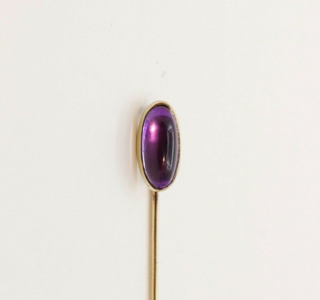 Victorian Amethyst 14K Yellow Gold Stick Pin