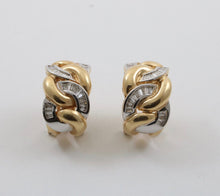 Load image into Gallery viewer, Vintage 14k Gold Diamond Curb Link Huggie Earrings.
