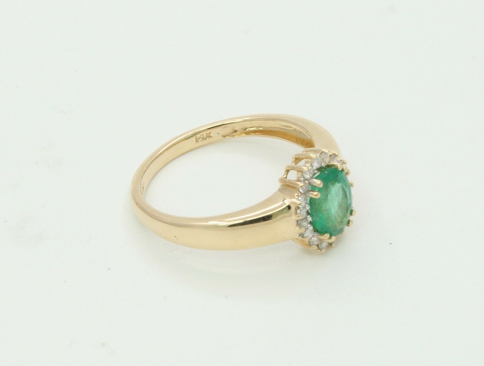 Vintage 14K Yellow Gold Diamond Emerald Ring