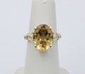 Vintage Yellow Quartz 18K Yellow Gold 925 Silver Ring