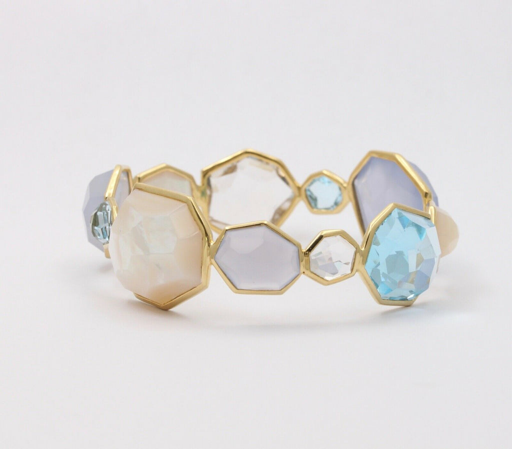 Ippolita 18K Rock Candy Collection Chalcedony, Blue Topaz,Mother of Pearl Bangle