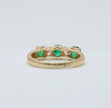 Load image into Gallery viewer, Vintage 14K Yellow Gold Emerald &amp; Diamond Band
