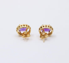 Load image into Gallery viewer, Vintage Amethyst Diamond 14K Yellow Gold Earrings Studs
