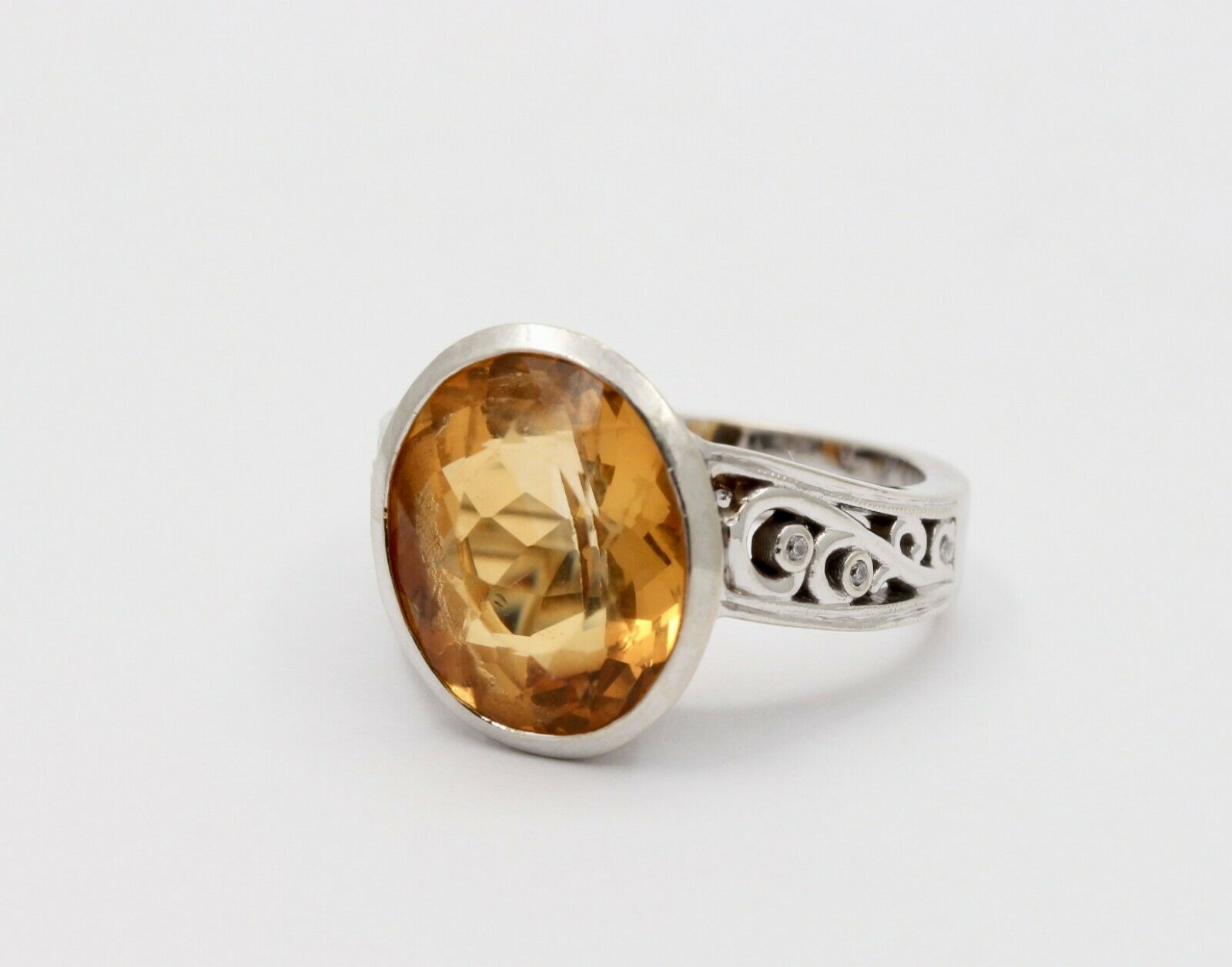 Vintage 14K Chunky Large Citrine Statement Ring