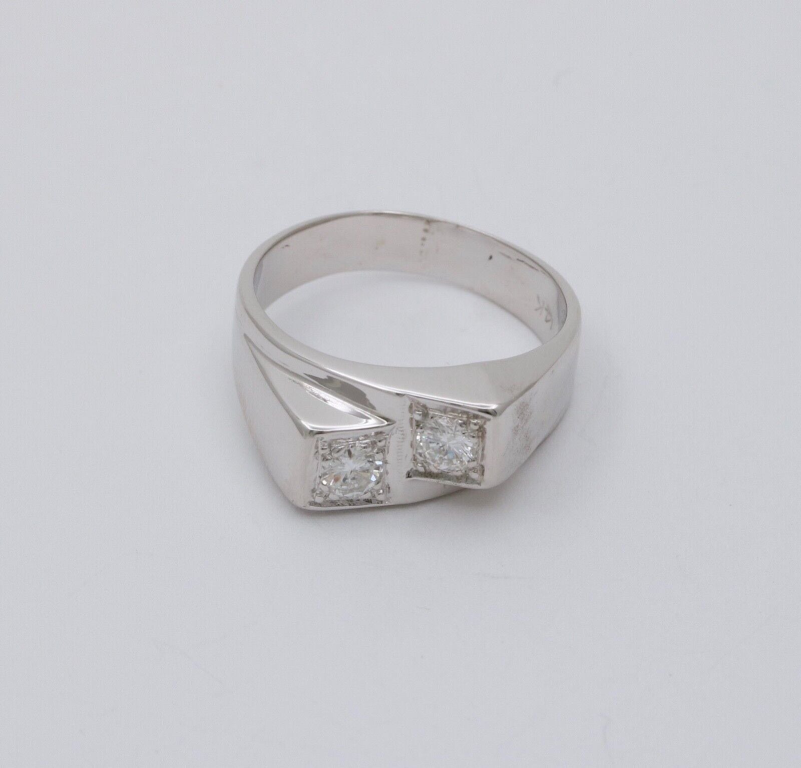 Vintage 14K White Gold Diamond Bypass Ring, Band.