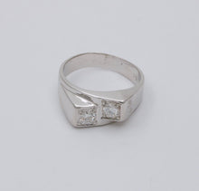 Load image into Gallery viewer, Vintage 14K White Gold Diamond Bypass Ring, Band.
