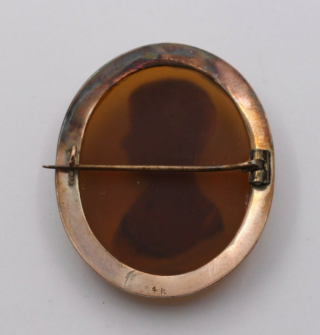Vintage 14K Yellow Gold Cameo Brooch