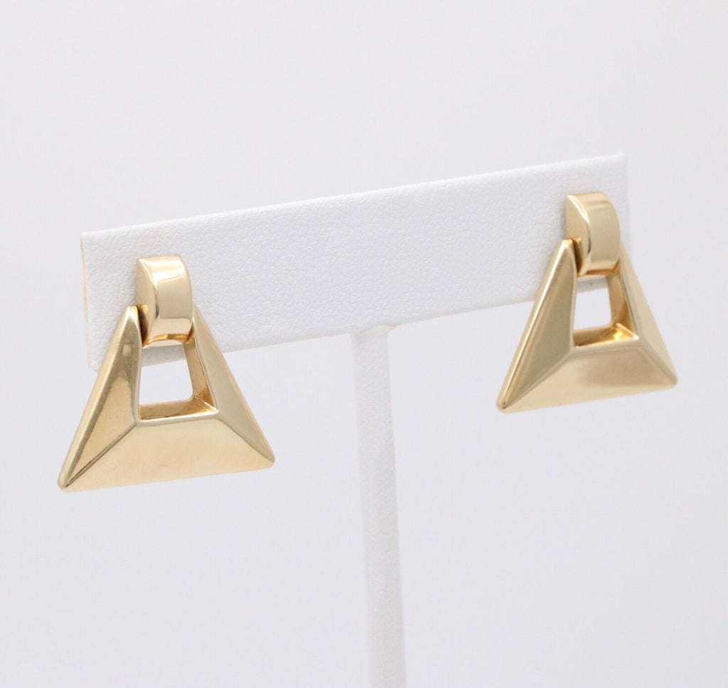 Vintage 14K Yellow Gold Geometric Dangling Earrings.