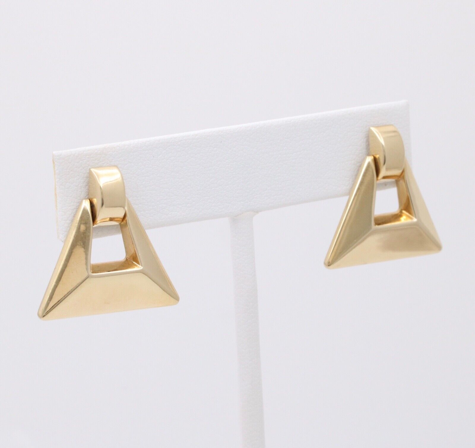 Vintage 14K Yellow Gold Geometric Dangling Earrings.