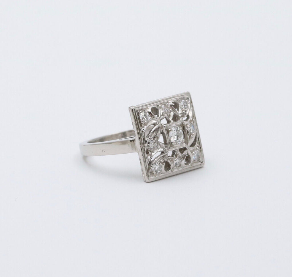 Art Deco Diamonds Platinum Filagree Ring