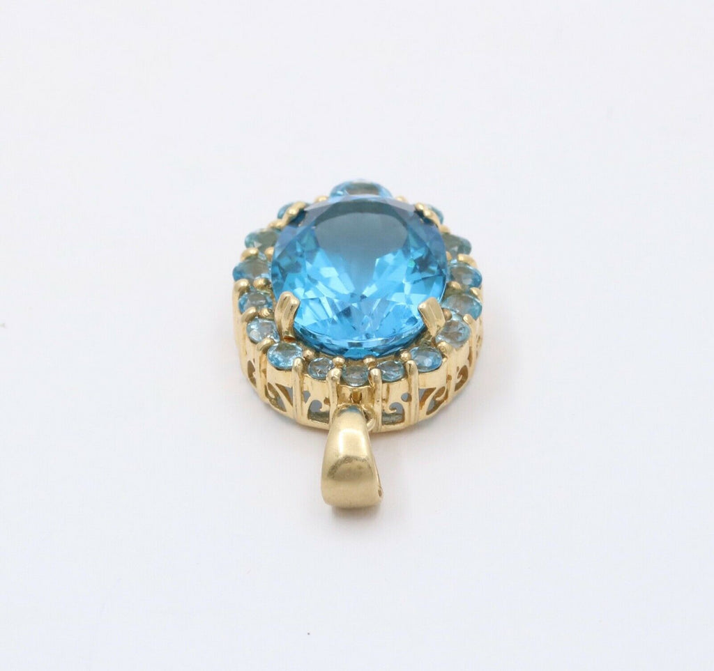 Vintage London Blue Topaz 14K Yellow Gold Pendant