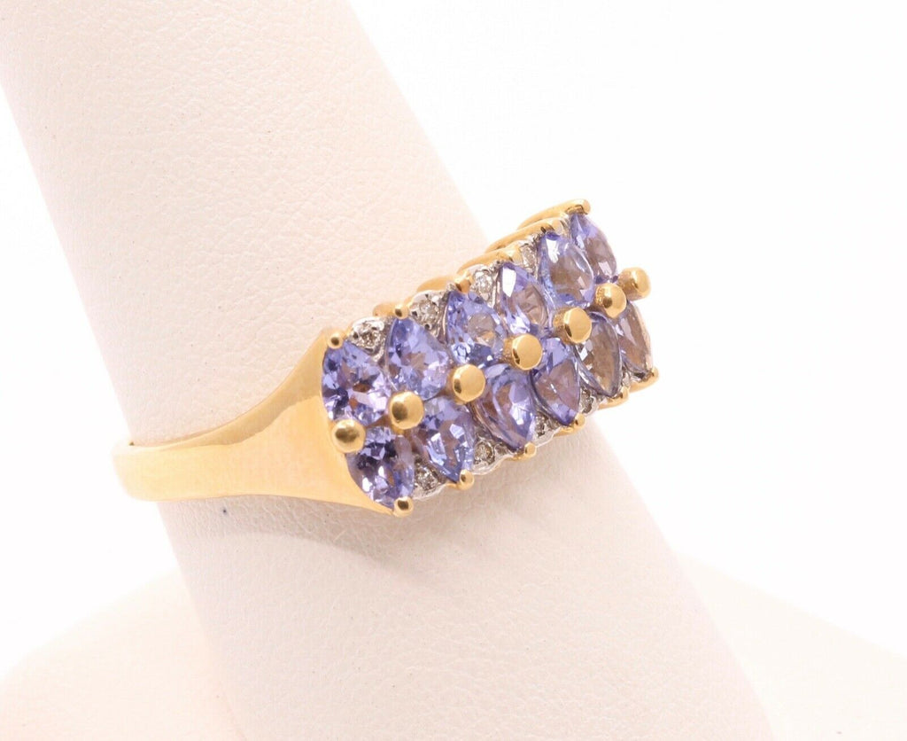 Vintage Tanzanite Diamonds 14K Yellow Gold Ladies Band