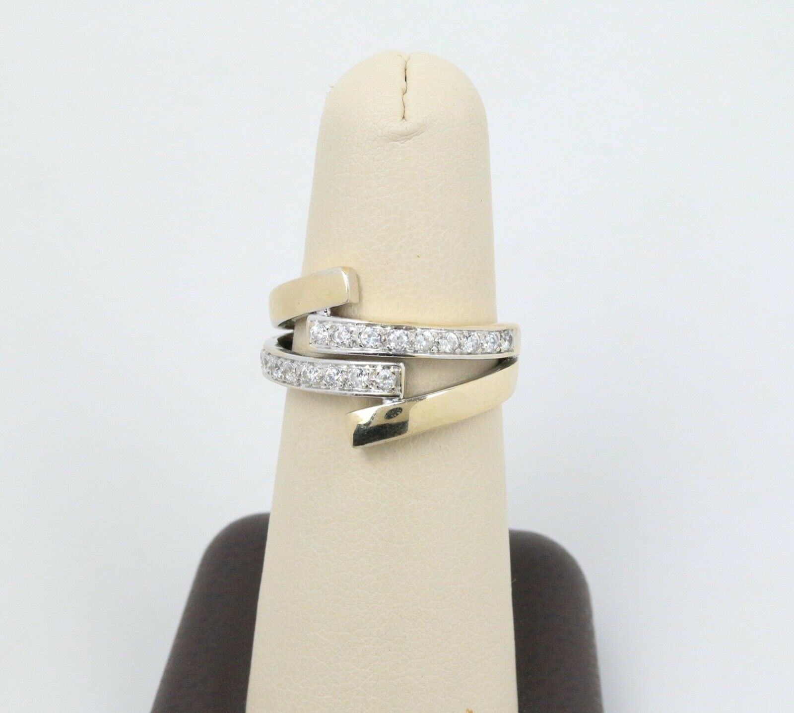 Vintage Ladies Diamonds 14K Yellow Gold Bypass Ring