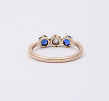 Load image into Gallery viewer, Victorian Old European Diamond Synthetic Sapphires 10K Yellow Gold Ring
