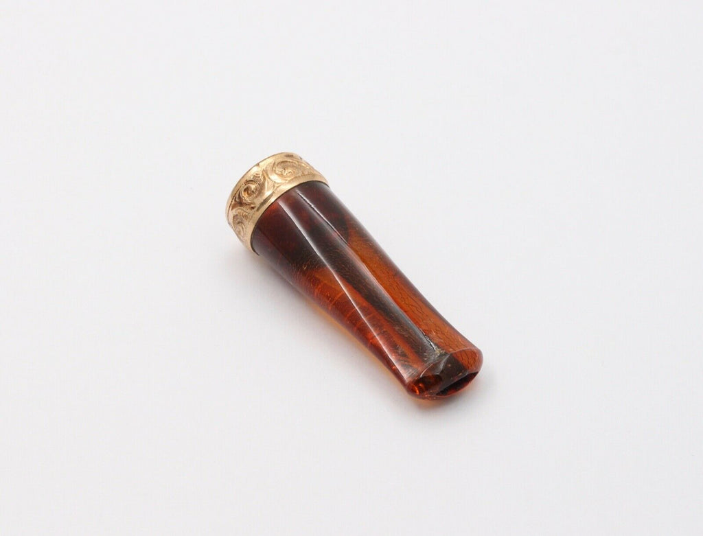 Victorian Cigar Mouthpiece Amber Gold Vermeil