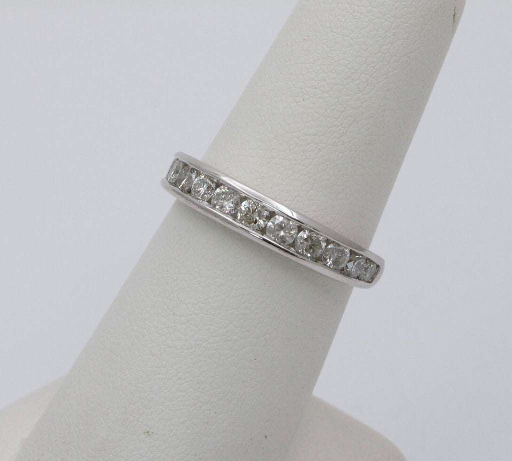 Classic 14K White Gold Diamond Half Eternity Band.