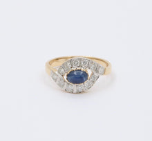 Load image into Gallery viewer, Vintage Sapphire Diamonds 14K White Yellow Gold Bypass Ring
