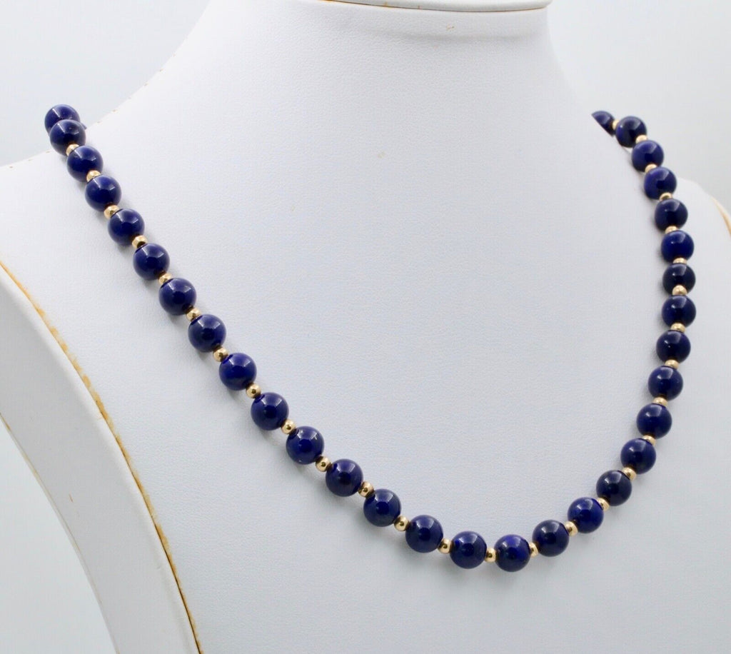 Vintage Lapis Lazuli 14K Yellow Gold Necklace