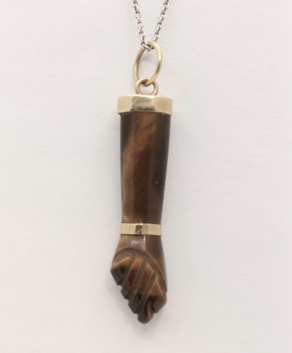 Vintage Tiger Eye Figa 18K Yellow Gold Pendant Charm