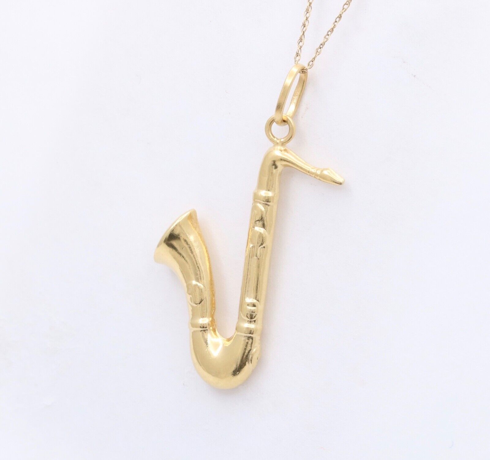 Vintage Alto Saxophone 14K Yellow Gold Pendant, Charm