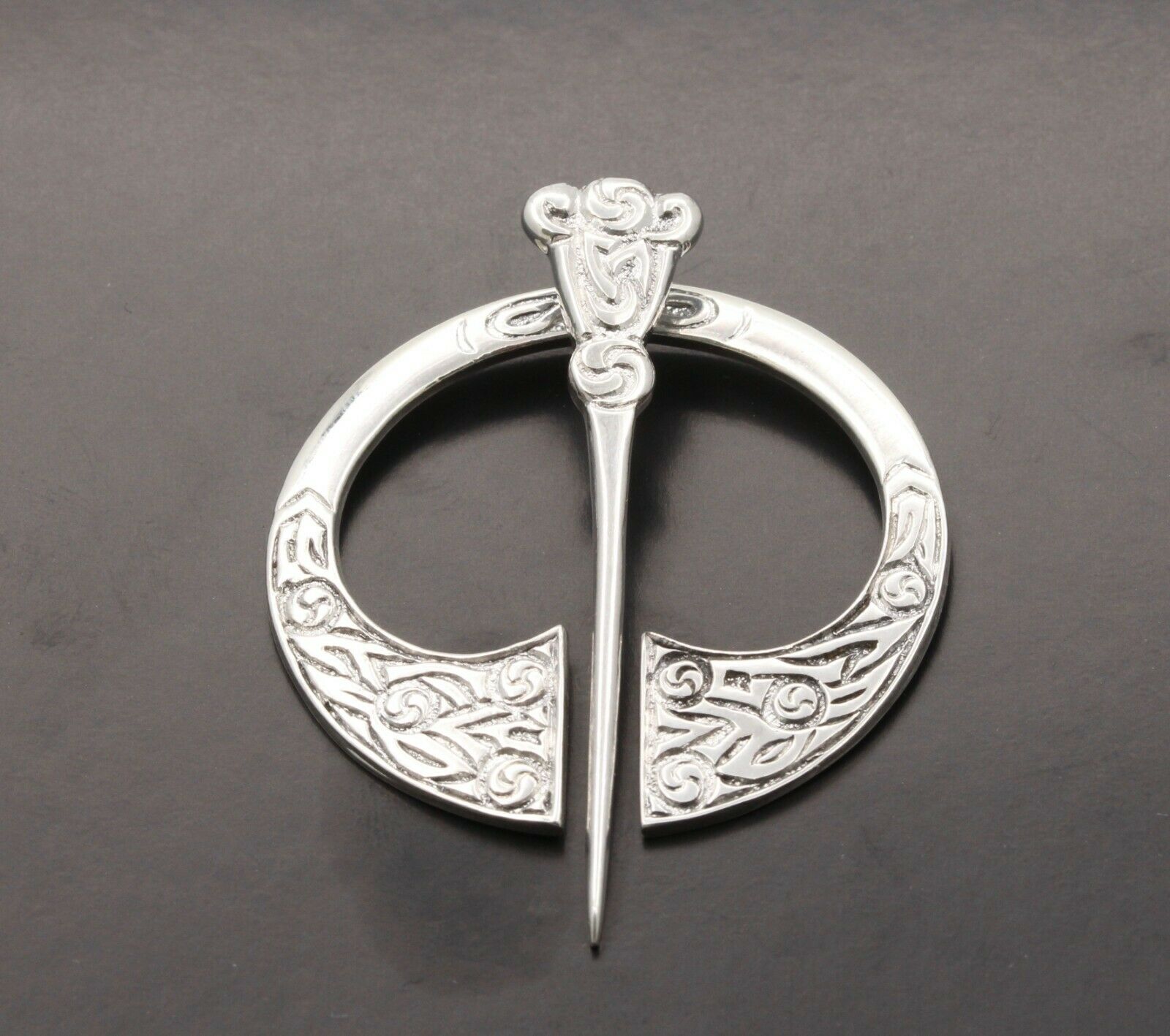 Cool Vintage English Moving Silver Sigil Brooch