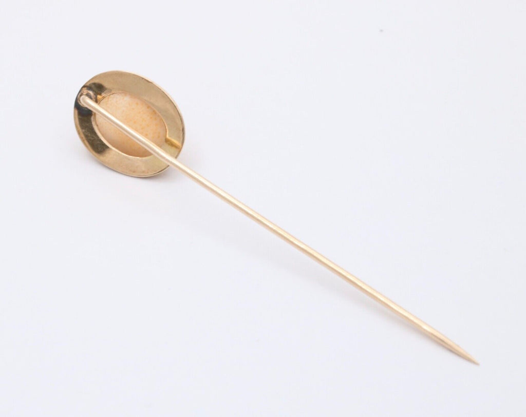 Antique 14K Yellow Gold Agate Stick Pin