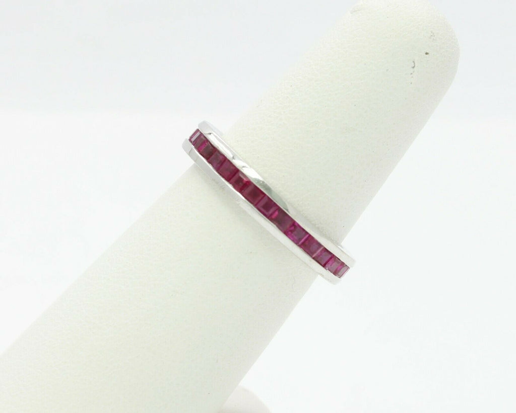 Vintage 14K White Gold Ruby Eternity Band