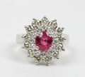 Vintage Ladies Ruby and Diamond 14K White Gold Ring