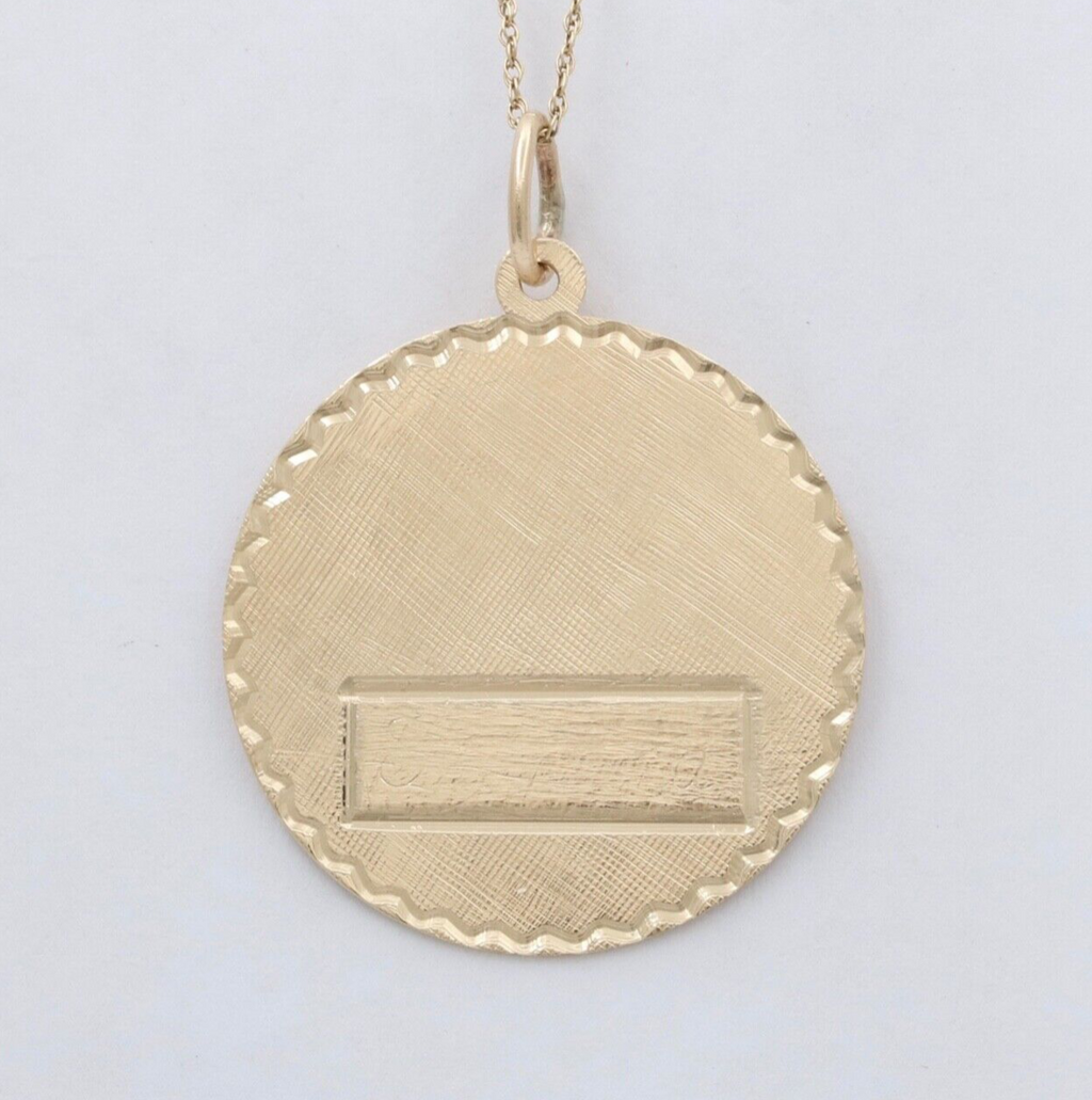 Vintage 14K Yellow Gold Medallion Charm Pendant.