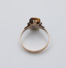 Load image into Gallery viewer, Antique 10K Rose Gold Carved Tiger Eye Ring.
