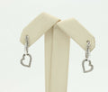 Vintage 10K White Gold Diamond Heart Drop Earrings