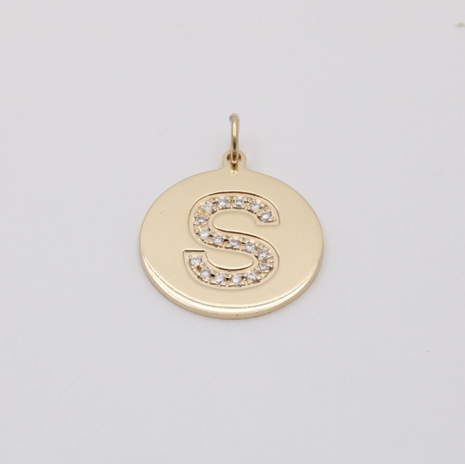 Vintage Initial “S” Diamond Medallion Charm Pendant.