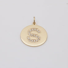 Load image into Gallery viewer, Vintage Initial “S” Diamond Medallion Charm Pendant.
