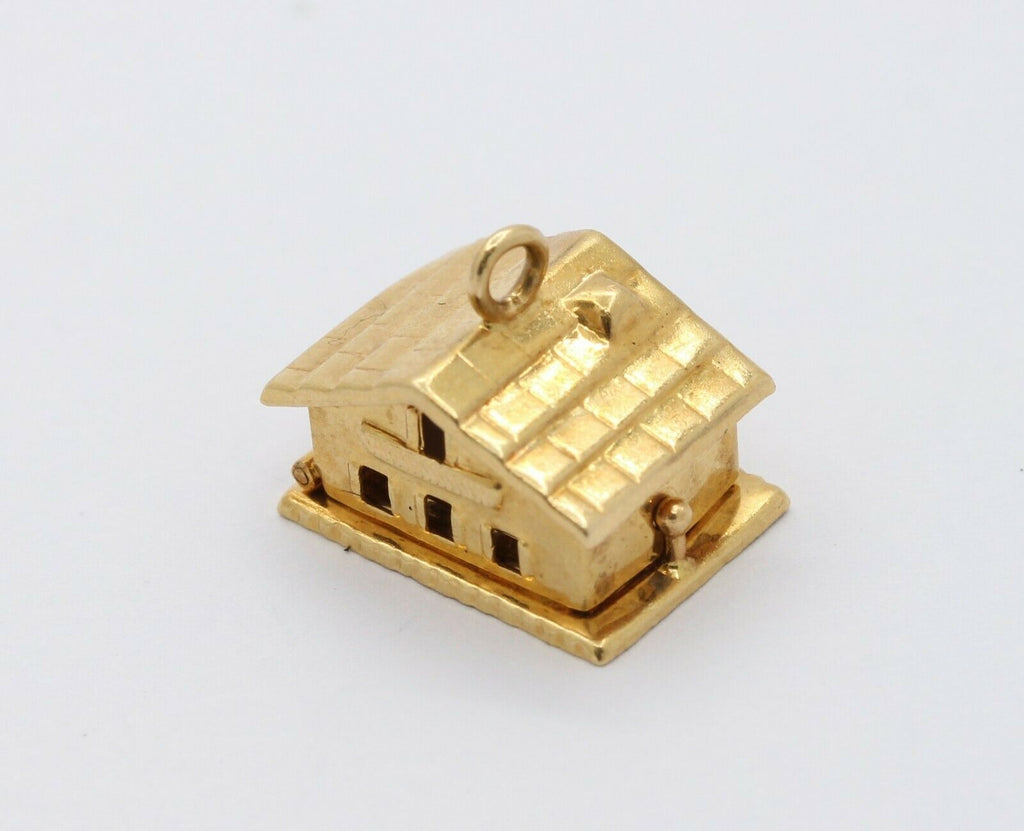 Vintage 14K Yellow Gold Opening House Pendant