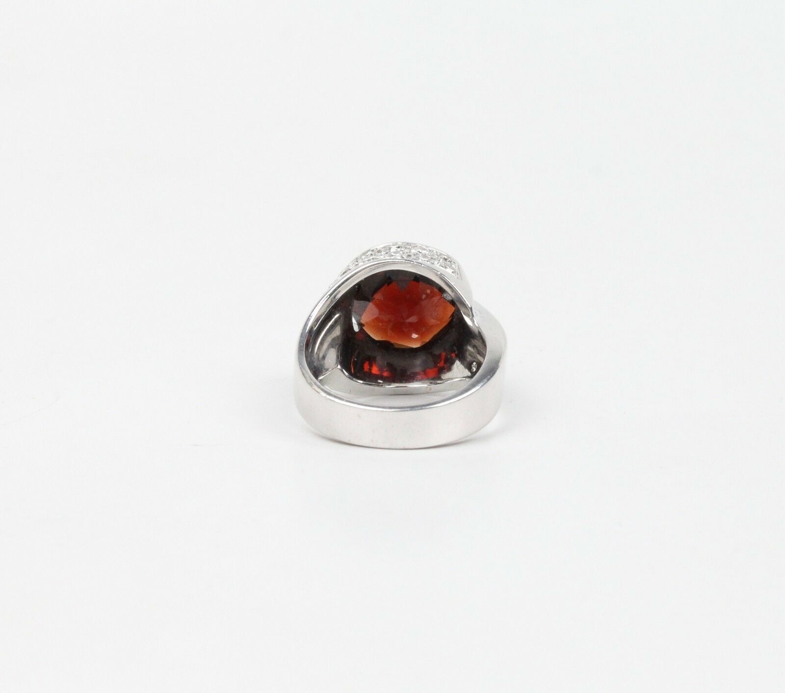 Vintage 18K White Gold Garnet and Diamond Statement Ring