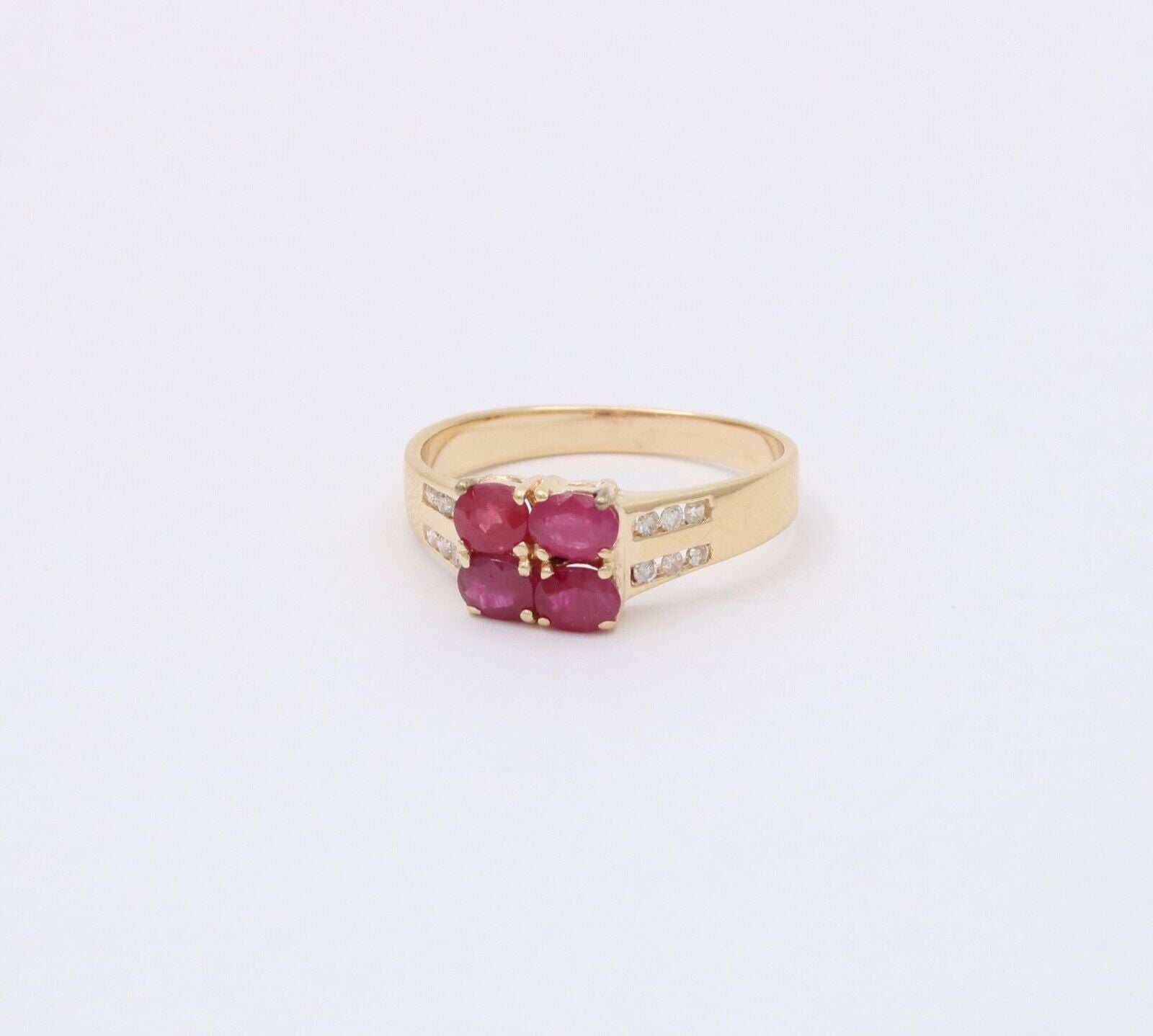Vintage Rubies Diamonds 14K Yellow Gold Ring