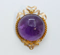 Victorian Purple Obsidian Stone 18K Yellow Gold Brooch Pin