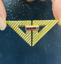 Load image into Gallery viewer, Vintage Tiffany &amp; Co Ruby Triangle Brooch
