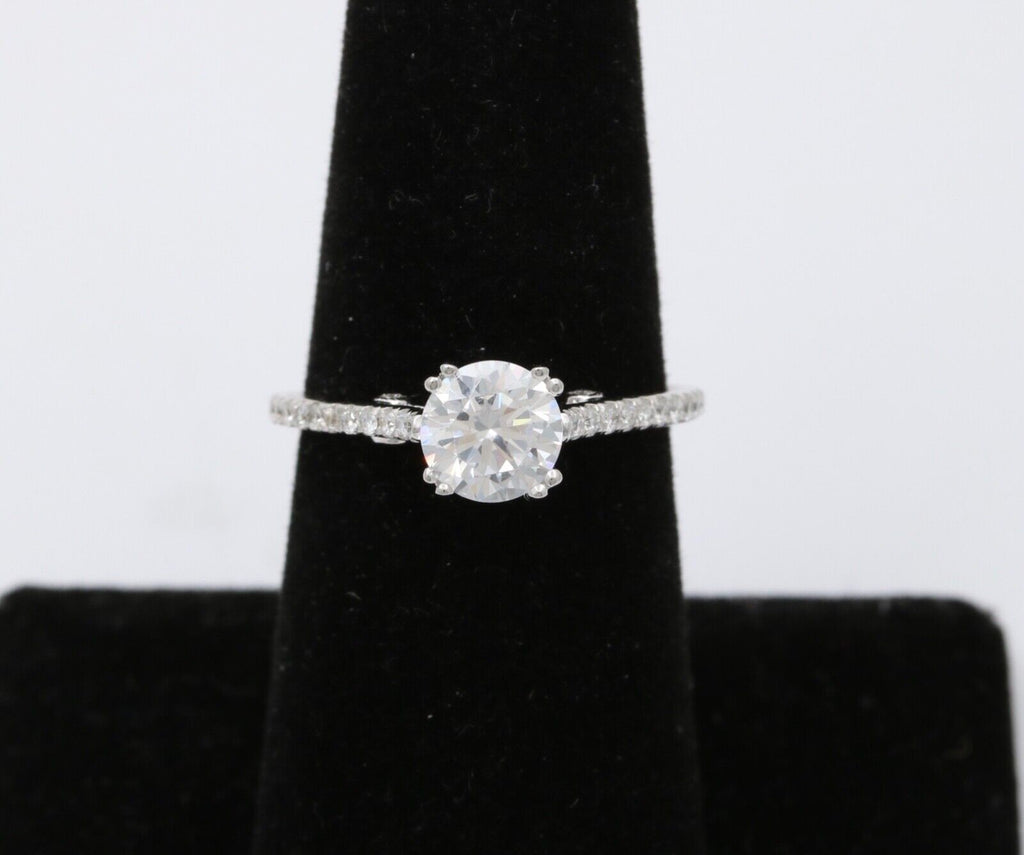 The Elegant 18K White Gold White Sapphire & Diamond Engagement Ring